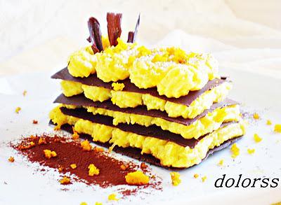 Mil hojas de chocolate con crema de naranja