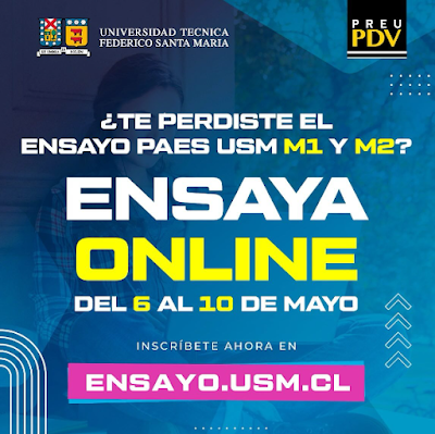 Invitación de 1° a 4° medios a participar del Ensayo ONLINE de la Universidad Técnica Federico Santa María.