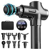 Pistola de Masaje Muscular, Pistola Masajeadora Muscular de Tejido Profundo ANSGEC con 30 Velocidades y 10 Cabezales de Masaje, Massage Gun con Pantalla LCD Táctil, para Aliviar el Dolor Muscular