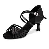 VCIXXVCE Mujer Zapatos de Baile Latino Negro Profesional Salsa Tango Bachata Práctica Zapatos de Baile de Salon, 37.5 EU