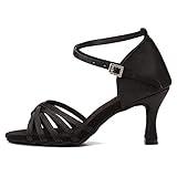 HROYL Zapatos de Baile Latino Mujer Salsa Tango Bachata Vals Zapatos de Baile de Salon,213-Negro-7, EU 39