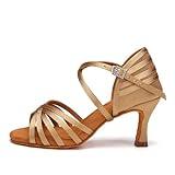 AOQUNFS Zapatos de Baile Latino Mujer Profesional Salsa Tango Bachata Samba Práctica Zapatos de Baile de Salon,EM-2324-7.5cm-Beige,EU36