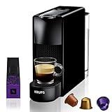 Krups Nespresso Essenza Mini XN1108 - Cafetera monodosis de cápsulas Nespresso, compacta, 2 programas de café,19 bares, apagado automático, color negra, incluye kit bienvenida