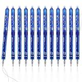 Auauraintt 12 Piezas Azules Bolígrafos Borrables, Juego de Bolígrafos Borrables de 0,5 mm, Escritura Clara y Suave, para Regalo de Estudiantes, Material de Oficina Escolar