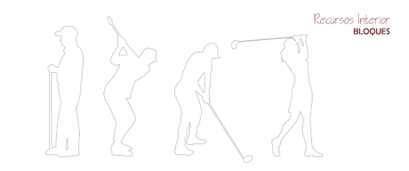 Siluetas personas jugando golf, bloques en formato dwg. Archivo 3