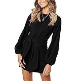 Vestido de Punto para Mujer Vestidos de Manga Larga con Cuello Redondo Túnica Casual Ropa Jersey con Cinturón Elegante para Otoño Invierno