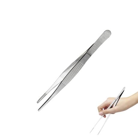 Pinzas De Precisión Rectas, Pinzas de Cocina Profesionales, Pinzas de Acero Inoxidable, Pinzas para Barbacoa Multifunción, con Puntas Dentadas de Precisión, para Carnes Pasta Servir Comida (14 cm)