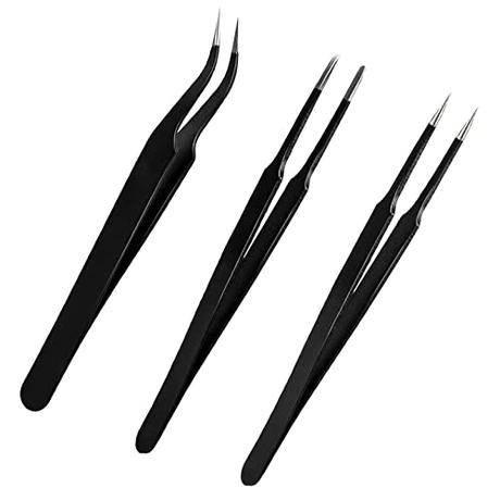 3 Pinzas de cerámica de precisión, ESD Anti-estática Acero Inoxidable Pinzas, Tweezers Industriales para Electrónica, Joyería, Trabajo de Laboratorio, Artesanía