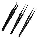 3 Pinzas de cerámica de precisión, ESD Anti-estática Acero Inoxidable Pinzas, Tweezers Industriales para Electrónica, Joyería, Trabajo de Laboratorio, Artesanía