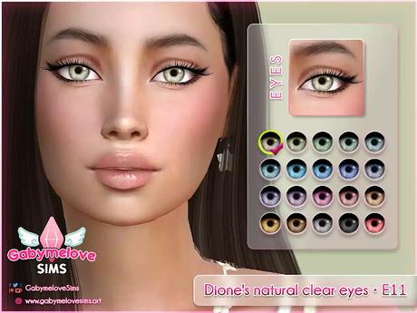 Sims 4 CC | Eye colors: Dione's natural clear eyes • E11, contact lenses | Gabymelove Sims | Descargar, download, free, the sims, mod, mods, custom content, contenido personalizado, ojo, ojos, color, colores, eyes, naturales, reales, realistas, realistic, claros, lentillas, lentes de contacto