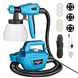Tilswall Pistola de Pintura 800W, con Tanque Desmontable De 1300 Ml, Máx 1200ml/min 3 Patrones De Pulverización, 3 Tamaños De Boquillas para Valla, Gabinete, Pintura para El Hogar