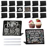 Mini Pizarra Pequeña,20 Piezas Mini Letreros de Pizarra de Pie,Mini Pizarras con 3 Bolígrafo,Mini Letreros de Pizarra para Fiesta,Boda,Restaurante,Cafeterías,Tiendas