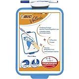BIC Velleda Pizarra Blanca Pequeña de Borrado en Seco de Doble Cara con Rotulador Azul y Borrador, 19x26cm, Óptimo para material escolar