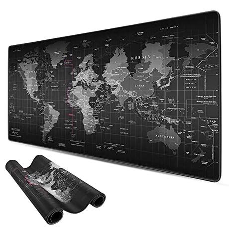 ADM PASS GROUP Alfombrilla para Ratón Mousepad XXL 800x300x2mm Alfombra Gaming Base de Goma Antideslizante PC Tapete con Microfibras, Accesorios de Oficina. (WORLDMAP)
