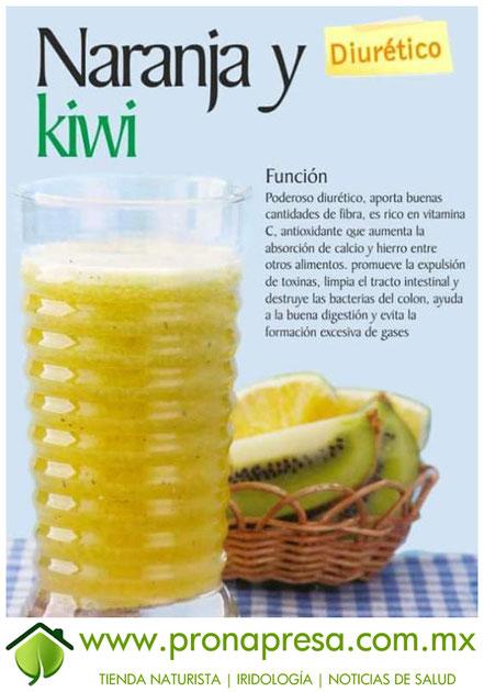 Jugo Natural de Naranja y Kiwi: Diurético