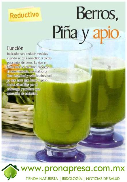 Jugo Natural de Berros, Piña y Apio: Reductivo
