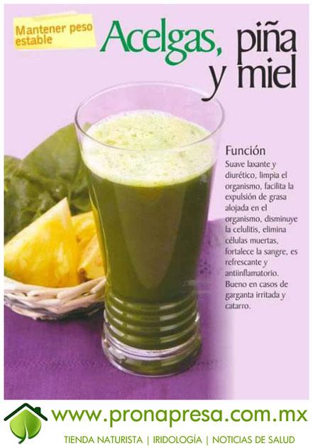 Jugo Natural de Acelgas, Piña y Miel: Mantener peso estable