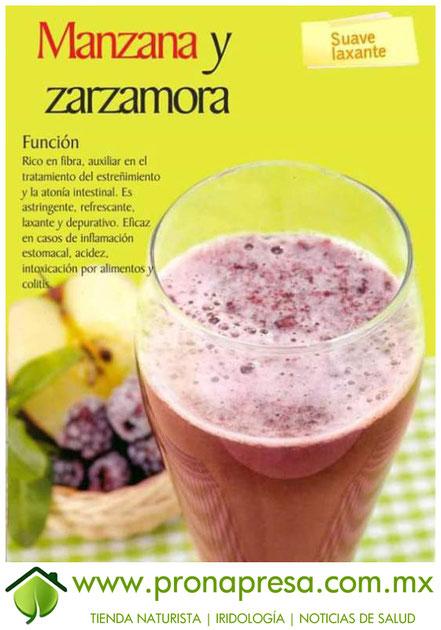 Jugo Natural de Manzana y Zarzamora: Suave Laxante