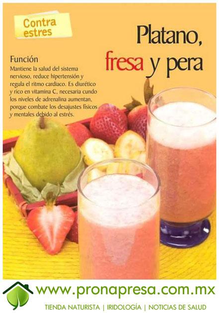 Jugo Natural de Plátano, Fresa y Pera: Contra estrés