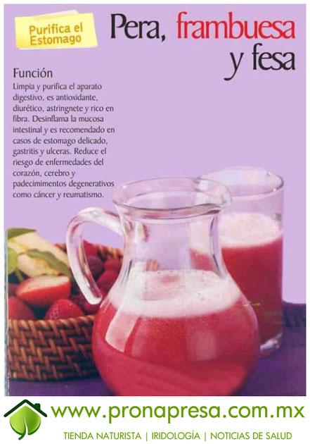 Jugo Natural de Pera, Frambuesa y Fresa: Purifica el estómago