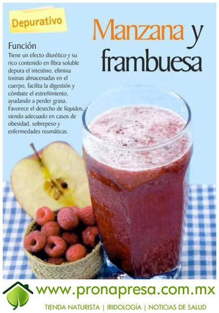 Jugo Natural de Manzana y Frambuesa: Depurativo