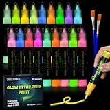 Pinturas que brillan en la oscuridad, 18 × 20 ml, 3D resistente al agua, pintura fluorescente, para pintura infantil, brilla en la oscuridad Colores Luminosas