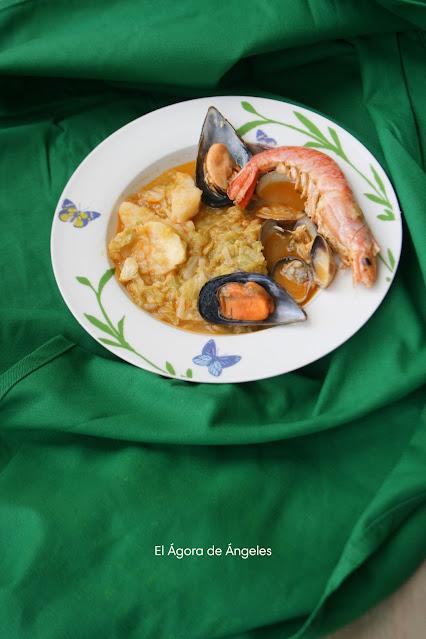 Repollo con marisco El Ágora de Ángeles