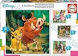 Educa - Disney Animals Dumbo, Bambi, Lion King, el Libro de la Selva Conjunto de Puzzles Progresivos (18104)