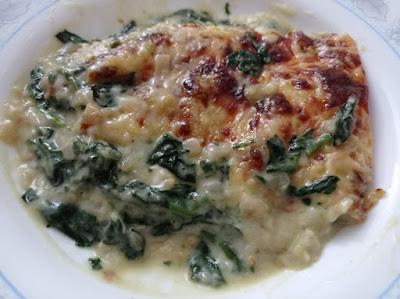 Espinacas gratinadas con bechamel y queso