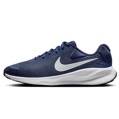 NIKE Revolution 7, Zapatillas para Correr Hombre, Hoja Azul Marino Medianoche Platino Puro, 41 EU
