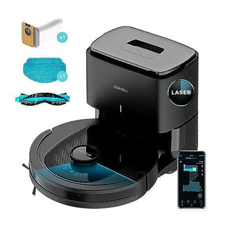 Cecotec Robot Aspirador con Base de Autovaciado Conga 7490 Ultimate Home Genesis. Navegación Láser, 4000 Pa, 120 Minutos de Autonomía, Control APP, Detección de Bolsa de 2 L de forma Automática