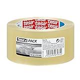 tesapack® - Cinta Adhesiva Universal para Embalar, Sellar y Empaquetar - Hecha de PP - Resistente al Desgarro y a los Rayos UV - 66 m x 50 mm - Transparente
