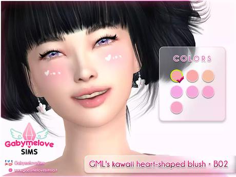 Sims 4 CC | Makeup: GML's kawaii heart-shaped blush • B02 | Gabymelove Sims | download, descargar, gratis, the sims, mod, mods, custom content, contenido personalizado, maquillaje, make-up, make up, cute, nice, pretty, asian, japan, harajuku, anime, manga, japón, Asia, heart, corazón, corazones, forma, shape, rubor, colorete, mejillas, pink