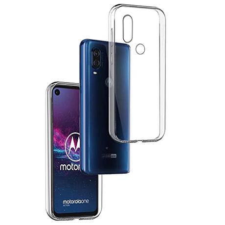 REY - Funda Carcasa Gel Transparente para Motorola One Vision, Ultra Fina 0,33mm, Silicona TPU de Alta Resistencia y Flexibilidad