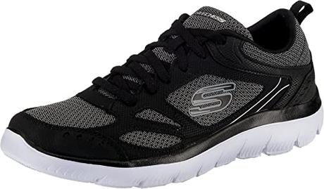Skechers Hombres Summits Memory Foam Sr Zapatillas, Negro/Blanco, 43