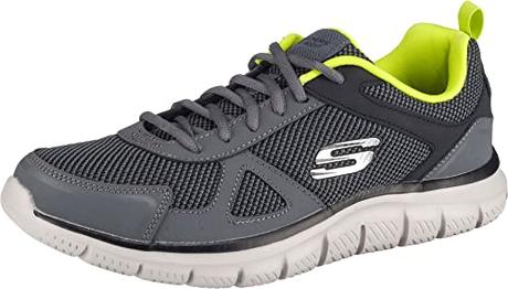 El Mejor 10 skechers hombre memory foam de 2024: La Elección de los Especialistas Skechers Track Bucolo, Zapatillas de Running Hombre, Charcoal & Black Leather/Mesh/Lime Trim, 43 EU