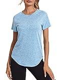 Wayleb Camiseta Deportivo Mujer Camiseta de Manga Corta Camiseta Holgada de Secado Rápido Camisetas de Malla Mujer Yoga Fitness Top Ropa Deportiva Entrenamiento Atlético