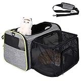 TAMOWA Transportbox Gato Transportbox Perro Plegable Hundetragetasche, Faltbare Katzentragetasche con Schultert, Transporttasche de Mascotas Perro y Gato en el Coche o en el avión, Gris