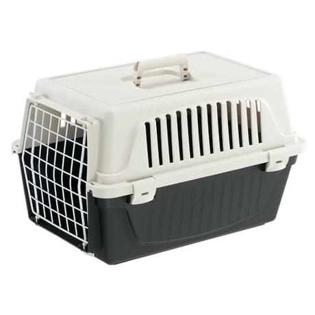 Ferplast Transportín Gato, Transportín Perro Pequeño y Gatos de hasta 5 Kg, Puerta de Hierro Plastificado, Ranuras de Ventilación, 32,5 x 48 x h 29 cm, Transportín Mascotas Rígido Atlas 10 EL, Negro