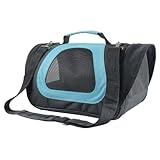 Nobleza -Transportin Gato Perro, Bolsa de Transporte Transpirable para Mascotas, 34 * 21 * 22CM transportador de Mascotas para Perros/Gatos/Avión Mediano (Negro Azul)