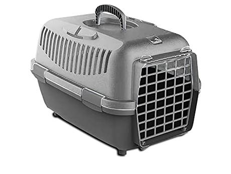 GREATAIGOO Transportin Gato Perro Pequeño, 48 * 32 * 32CM, Transporte Portátil y Transpirable para Mascotas,Transporte de Plástico para Perros, Colores (Gris)