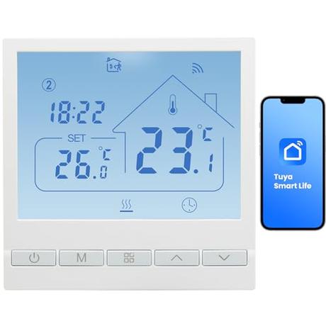 Beok Termostato Calefaccion WiFi para Caldera.Termostato Programable Inalámbrico Digital Inteligente para Calefacción Agua y Gas.Termostato de Ambiente Integrado Compatible con Alxe