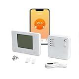 Domos - Termostato WiFi Inteligente Portátil para Calefacción | Termostato Digital Inalámbrico con Pantalla Táctil | Programable | Compatible con Alexa y Google Assistant