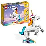 LEGO 31140 Creator 3en1 Unicornio Mágico, Juguete de Construcción Caballito de Mar o Pavo Real, Regalos de Pascua para Niños y Niñas de 7 Años o Más, Figuras de Animales Fantásticos
