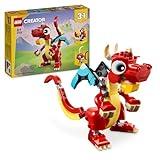 LEGO Creator 3 en 1 Dragón Rojo de Juguete Convertible en Figura de Pez o Ave Fénix, Juego Infantil de Animales como Regalo para Niños y Niñas de 6 Años o Más de Temática de Año Nuevo Chino 31145