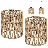 2 Piezas Pantalla Lampara Boho, Pantalla de Ratán, Pantallas Lamparas Boho Vintage para Lámparas de Mesa, Lámparas Colgantes, Lámparas de Pie, para Decoración del Hogar