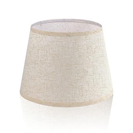 LgowithU Pantalla de tela para lámpara de mesa, pantalla de tambor medio, lámpara de pared, lámpara de noche y lámpara de pie, lino natural, tapa dura, hecha a mano, 32cm x 20cm, araña (blanco-2)
