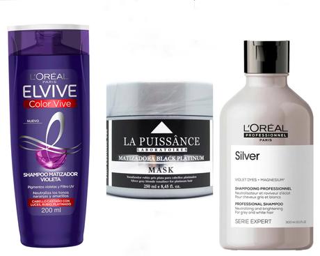 Canas shampoos matizadores violetas azules negros amarillas blancas grises