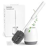 Escobillas WC, Escobilla de Baño Silicona, EWEIMA Escobilla WC Silicona con Secado Rápido, Escobilla y Portaescobillas de Baño Silicona de Montaje en Suelo o Montaje en Pared, Gris