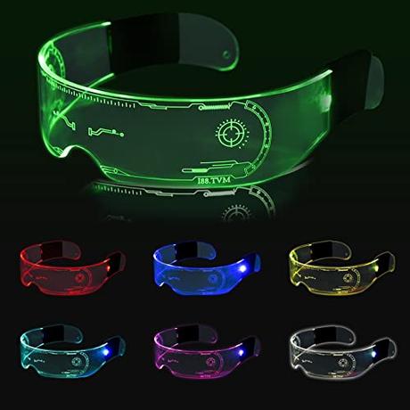 Coriver Gafas Led Fiesta, 7 Colores Gafas futuristas, Gafas de Fiesta, Gafas Luminosas para Fiestas, Carnaval, Festivales, Cumpleaños, Navidad, Dj, Conciertos-Adultos y Niños